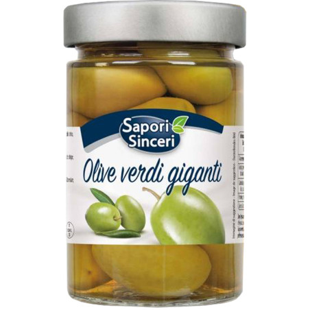 Oliven grün Olive Verdi giganti al naturale 6 Stk. à 327ml