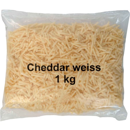 Schmelzkäse Cheddar weiss geraffelt 1kg (VB)