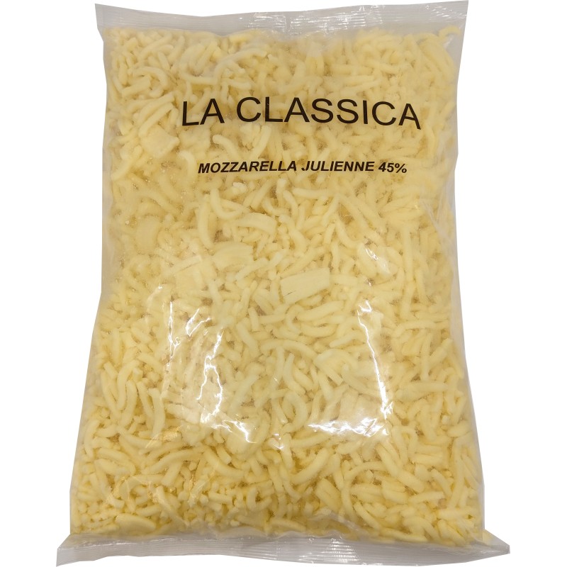 Pizzaqualität Mozzarella "LA CLASSICA"JULIENNE, 45% F.i.T., Beutel à 2.5kg