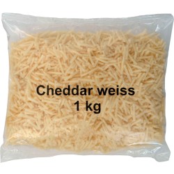 Schmelzkäse Cheddar weiss geraffelt 1kg (VB)
