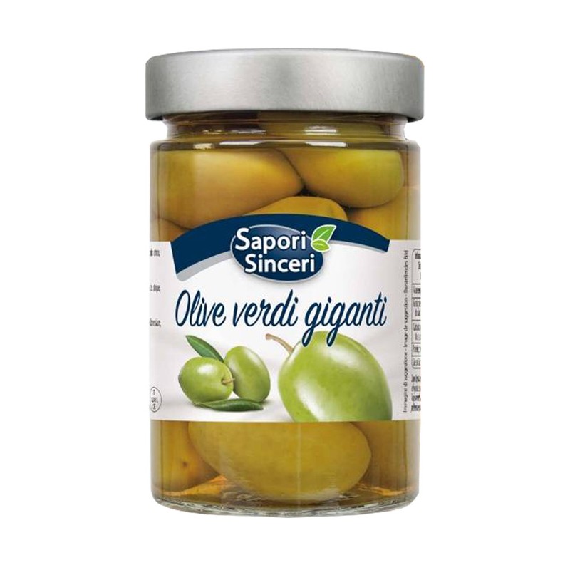 Oliven grün Olive Verdi giganti al naturale 6 Stk. à 327ml